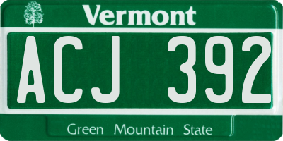 VT license plate ACJ392