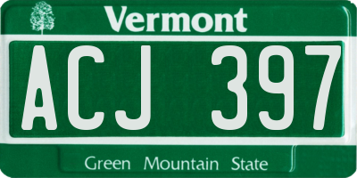 VT license plate ACJ397