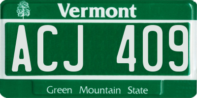 VT license plate ACJ409