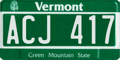 VT license plate ACJ417