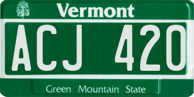 VT license plate ACJ420