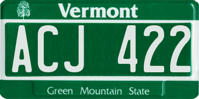 VT license plate ACJ422