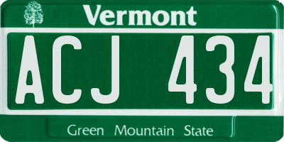 VT license plate ACJ434