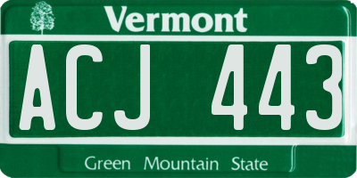 VT license plate ACJ443