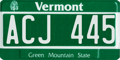 VT license plate ACJ445