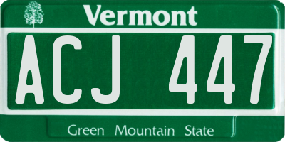 VT license plate ACJ447