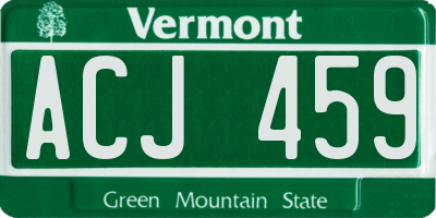 VT license plate ACJ459
