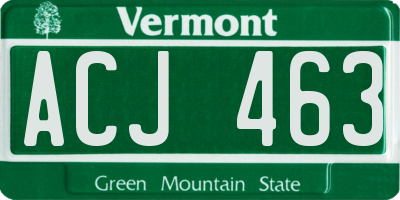 VT license plate ACJ463