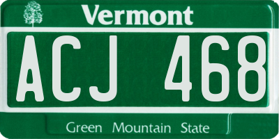 VT license plate ACJ468
