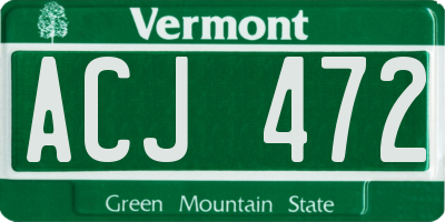 VT license plate ACJ472
