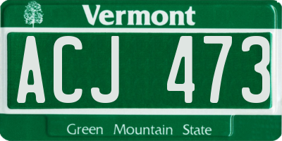 VT license plate ACJ473