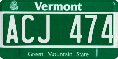 VT license plate ACJ474