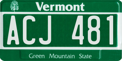 VT license plate ACJ481