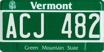 VT license plate ACJ482