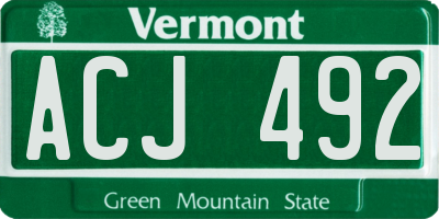 VT license plate ACJ492