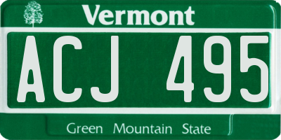 VT license plate ACJ495
