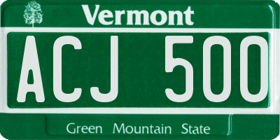 VT license plate ACJ500