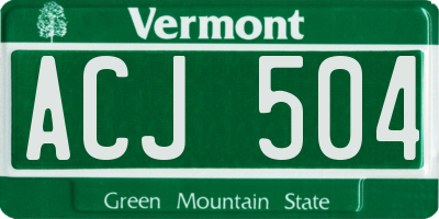 VT license plate ACJ504