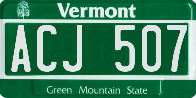 VT license plate ACJ507
