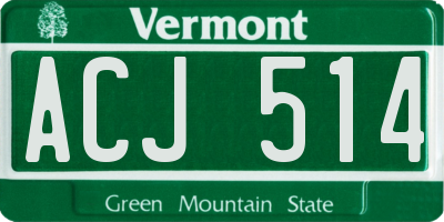VT license plate ACJ514