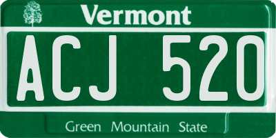 VT license plate ACJ520