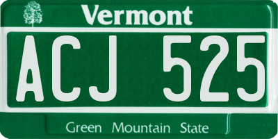 VT license plate ACJ525