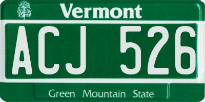 VT license plate ACJ526