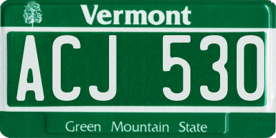 VT license plate ACJ530