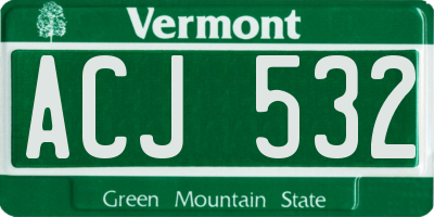 VT license plate ACJ532