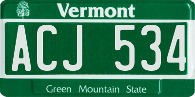 VT license plate ACJ534