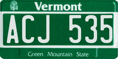 VT license plate ACJ535