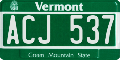 VT license plate ACJ537