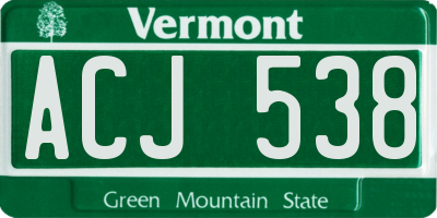 VT license plate ACJ538