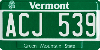 VT license plate ACJ539