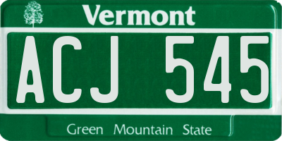 VT license plate ACJ545