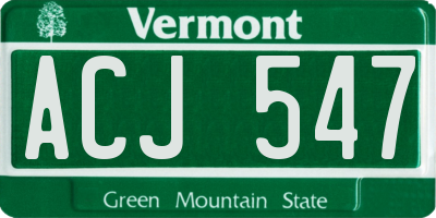 VT license plate ACJ547