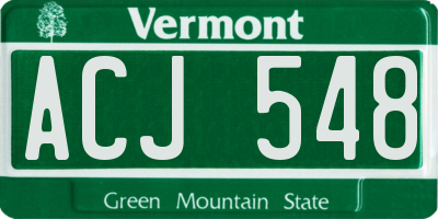 VT license plate ACJ548
