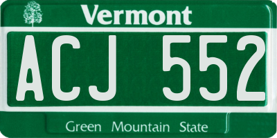 VT license plate ACJ552