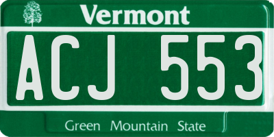 VT license plate ACJ553