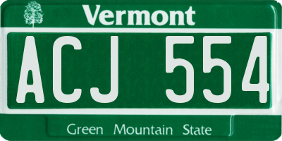 VT license plate ACJ554
