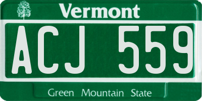 VT license plate ACJ559