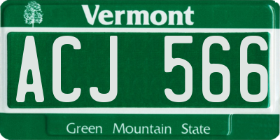 VT license plate ACJ566