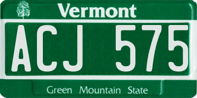 VT license plate ACJ575
