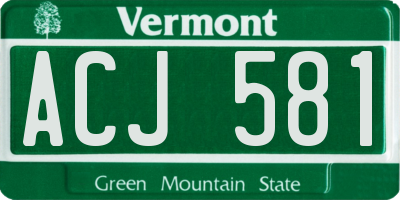 VT license plate ACJ581