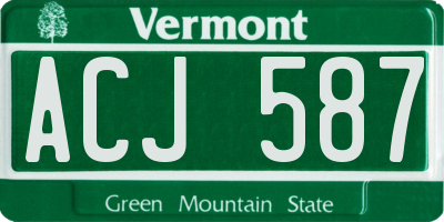 VT license plate ACJ587