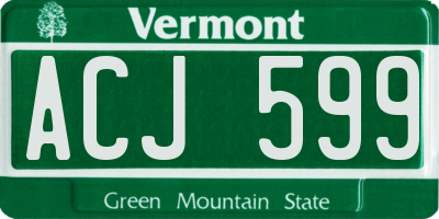 VT license plate ACJ599