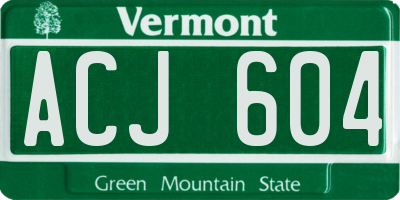 VT license plate ACJ604