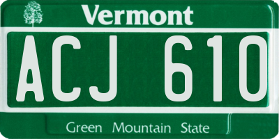 VT license plate ACJ610