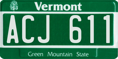 VT license plate ACJ611