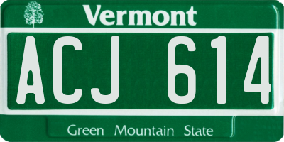 VT license plate ACJ614